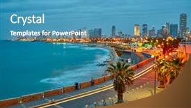 Presentation with israel - Slides featuring tel aviv israel after sunset background and a teal colored foreground