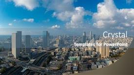  Presentation with skyline - Audience pleasing slide set consisting of tel-aviv-skyline-at-sunset backdrop and a seafoam green colored foreground