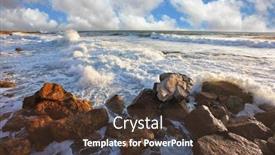  Presentation with crash - Theme featuring tel aviv sunset spring magnificent storm in the mediterranean storm waves crash against the rocks on the breakwater embankment background and a tawny brown colored foreground