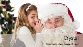  Presentation with secret - Colorful PPT layouts enhanced with tele - little girl teling santa claus backdrop and a soft green colored foreground