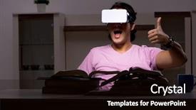  Presentation with virtual - Presentation with tele - male student with virtual glasses background and a  colored foreground