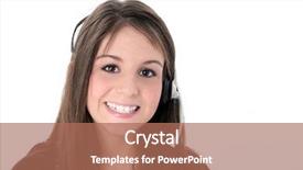  Presentation with teen girl - PPT theme consisting of tele communication - beautiful teen girl with headset background and a coral colored foreground