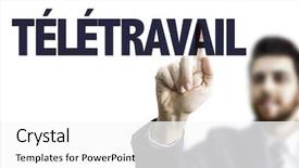  Presentation with business - Beautiful theme featuring tele communication - business man pointing the text backdrop and a white colored foreground