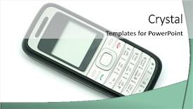  Presentation with phone - Audience pleasing PPT theme consisting of tele communication - mobile phone isolated on white backdrop and a  colored foreground