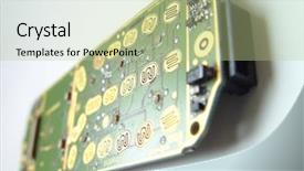  Presentation with phone - Slide set having tele communication - open mobile phone close-up background and a  colored foreground