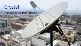 Presentation with satellite communication - Amazing PPT theme having tele communication - photo of a satellite dish backdrop and a light blue colored foreground