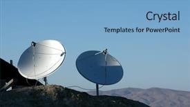  Presentation with cappadocia - Slide set consisting of tele communication - two dish antennas background and a light blue colored foreground