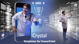  Presentation with telemedicine - Beautiful PPT layouts featuring tele health - telemedicine concept with doctor backdrop and a ocean colored foreground