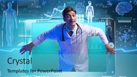  Presentation with telemedicine - Theme having tele health - telemedicine concept with doctor background and a  colored foreground