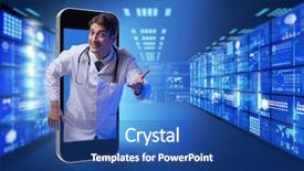  Presentation with telemedicine - PPT theme having tele health - telemedicine concept with doctor background and a ocean colored foreground