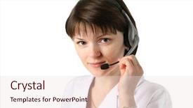  Presentation with receptionist - Presentation design enhanced with tele health - young female clinic receptionist wearing background and a lemonade colored foreground