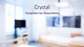  Presentation with station - PPT layouts consisting of tv station - blurred hospital room interior background and a sky blue colored foreground