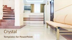  Presentation with clinic - Audience pleasing slide deck consisting of dental clinic interior reception desk backdrop and a lemonade colored foreground