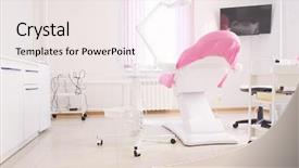  Presentation with cosmetology clinic - Slide set with interior cosmetology clinic background and a sky blue colored foreground