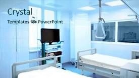  Presentation with hospital - Audience pleasing slides consisting of interior of room at hospital backdrop and a sky blue colored foreground