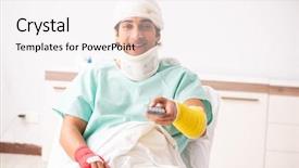  Presentation with hospital - Audience pleasing slides consisting of blessure en football - young injured man staying backdrop and a white colored foreground