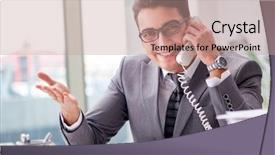  Presentation with talking on phone - Amazing presentation theme having tele urgence - helpdesk operator talking on phone backdrop and a coral colored foreground