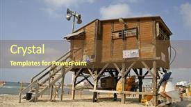  Presentation with lifeguard - Presentation design consisting of tele urgence - lifeguard watch hut coast tel background and a tawny brown colored foreground