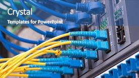  Presentation with fiber optic - PPT theme consisting of telecom - fiber optic cables connected background and a ocean colored foreground