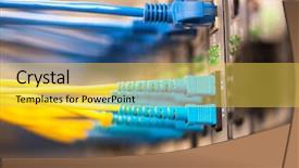  Presentation with fiber optic - PPT layouts with telecom - fiber optic cables connected background and a yellow colored foreground