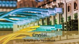  Presentation with ethernet - Audience pleasing presentation design consisting of telecom - fiber optic cables connected backdrop and a gold colored foreground