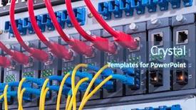  Presentation with fiber optic - Amazing presentation theme having telecom - fiber optic cables connected backdrop and a ocean colored foreground