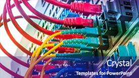  Presentation with optic - Cool new PPT theme with telecom - fiber optic cables connected backdrop and a navy blue colored foreground