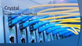  Presentation with fiber optic - Amazing slide deck having telecom - fiber optic cables connected backdrop and a light blue colored foreground