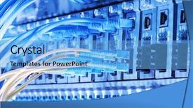  Presentation with optic - Cool new PPT layouts with telecom - fiber optic connecting on core backdrop and a light blue colored foreground