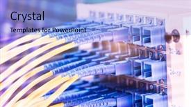  Presentation with information technology - Cool new PPT theme with telecom - optical fibre information technology equipment backdrop and a light blue colored foreground