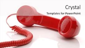  Presentation with old telephone - Colorful PPT theme enhanced with telecom - red old fashioned telephone handset backdrop and a white colored foreground