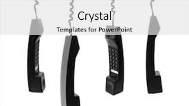  Presentation with telephone - Audience pleasing PPT theme consisting of telecom - telephone handle backdrop and a light gray colored foreground