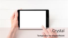  Presentation with risk top view - Cool new PPT theme with telecom - top view of girl using backdrop and a lemonade colored foreground