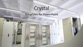  Presentation with visible light communication - Slide set consisting of telecom equipment in empty light background and a light gray colored foreground