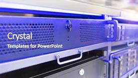  Presentation with data center - Beautiful presentation featuring elecom safety - panel modern servers backdrop and a cobalt blue colored foreground