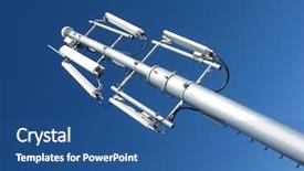  Presentation with gsm - Slides enhanced with telecom tower - gsm antenna against blue sky background and a ocean colored foreground