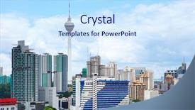  Presentation with kuala lumpur - Audience pleasing PPT theme consisting of telecom tower - kuala lumpur city backdrop and a sky blue colored foreground