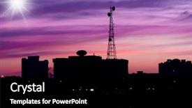  Presentation with telecom tower - Presentation consisting of telecom tower - tropical sunset background and a black colored foreground