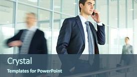  Presentation with businessman standing on mountain top - Audience pleasing theme consisting of telecommunication - businessman standing by banisters backdrop and a ocean colored foreground