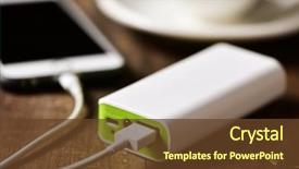 Presentation with powerbank - PPT theme having telecommunication - closeup of a powerbank charging background and a tawny brown colored foreground