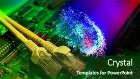  Presentation with printed circuit - Slide deck with telecommunication - electronic printed circuit board background and a forest green colored foreground