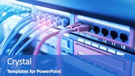  Presentation with ethernet - Audience pleasing presentation theme consisting of telecommunication - ethernet cable on network switches backdrop and a cobalt blue colored foreground