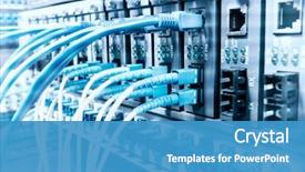  Presentation with fiber optic - Audience pleasing PPT layouts consisting of telecommunication - fiber optic cables connected backdrop and a teal colored foreground