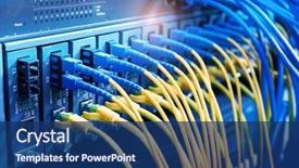  Presentation with fiber optic - PPT theme featuring telecommunication - fiber optic cables connected background and a ocean colored foreground