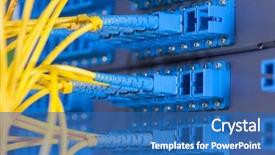  Presentation with optical - Presentation theme enhanced with telecommunication - fiber optical network cables patch background and a ocean colored foreground