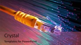  Presentation with network cable - Slide set with telecommunication - fiber optical with network cable background and a violet colored foreground