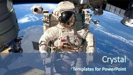  Presentation with international space station - Theme consisting of telecommunication - international space station and astronaut background and a ocean colored foreground