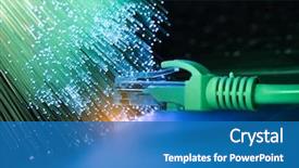  Presentation with telecommunication - Beautiful PPT layouts featuring telecommunication - network cables closeup with fiber backdrop and a teal colored foreground