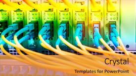  Presentation with fiber optic - Audience pleasing theme consisting of telecommunication - network cables connected to ethernet backdrop and a gold colored foreground