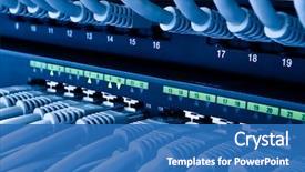  Presentation with cables - Beautiful presentation theme featuring telecommunication - network hub and patch cables backdrop and a teal colored foreground